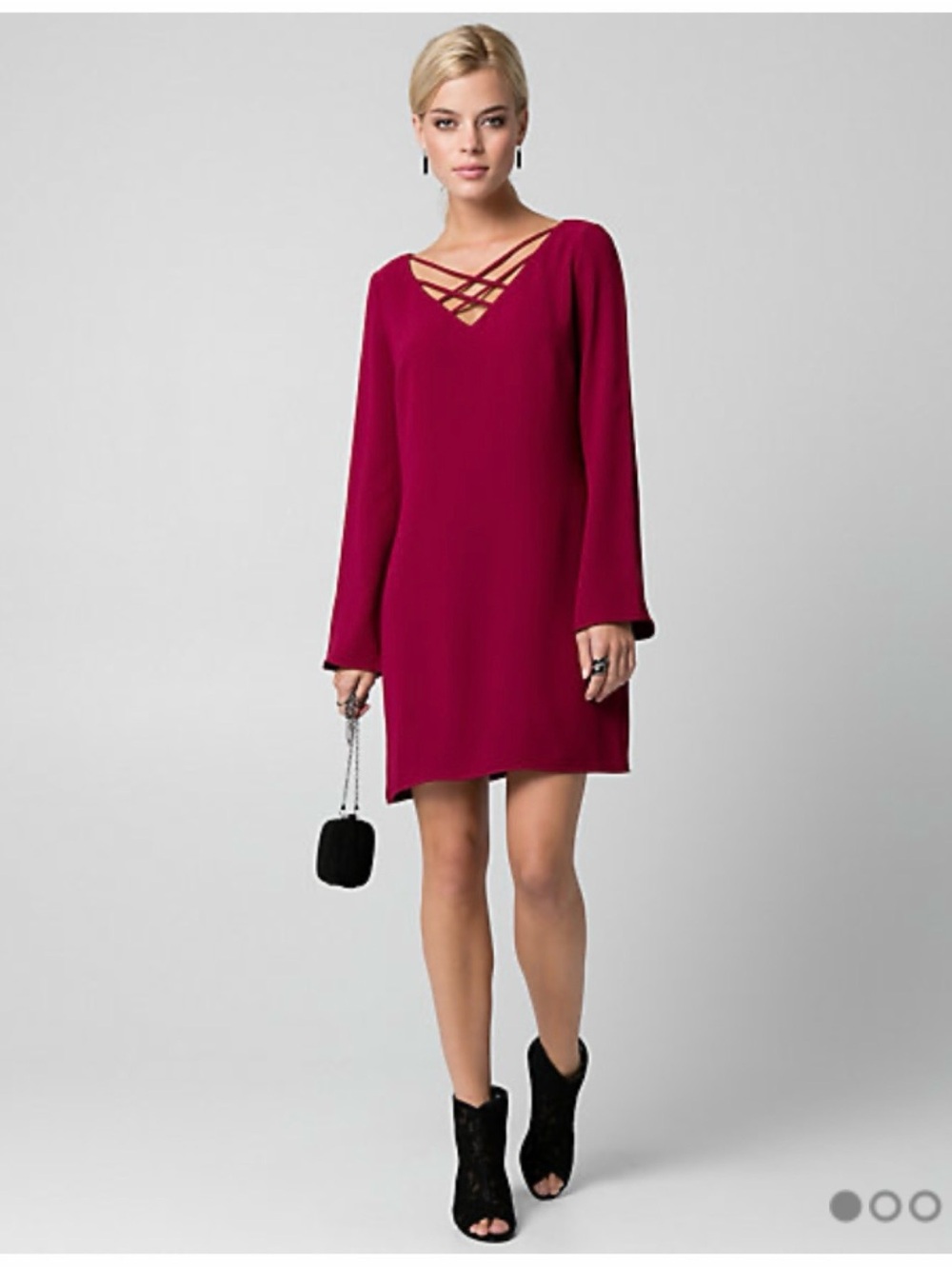 le chateau Crisscross V-Neck Shift Cocktail Dress - Deep Berry
